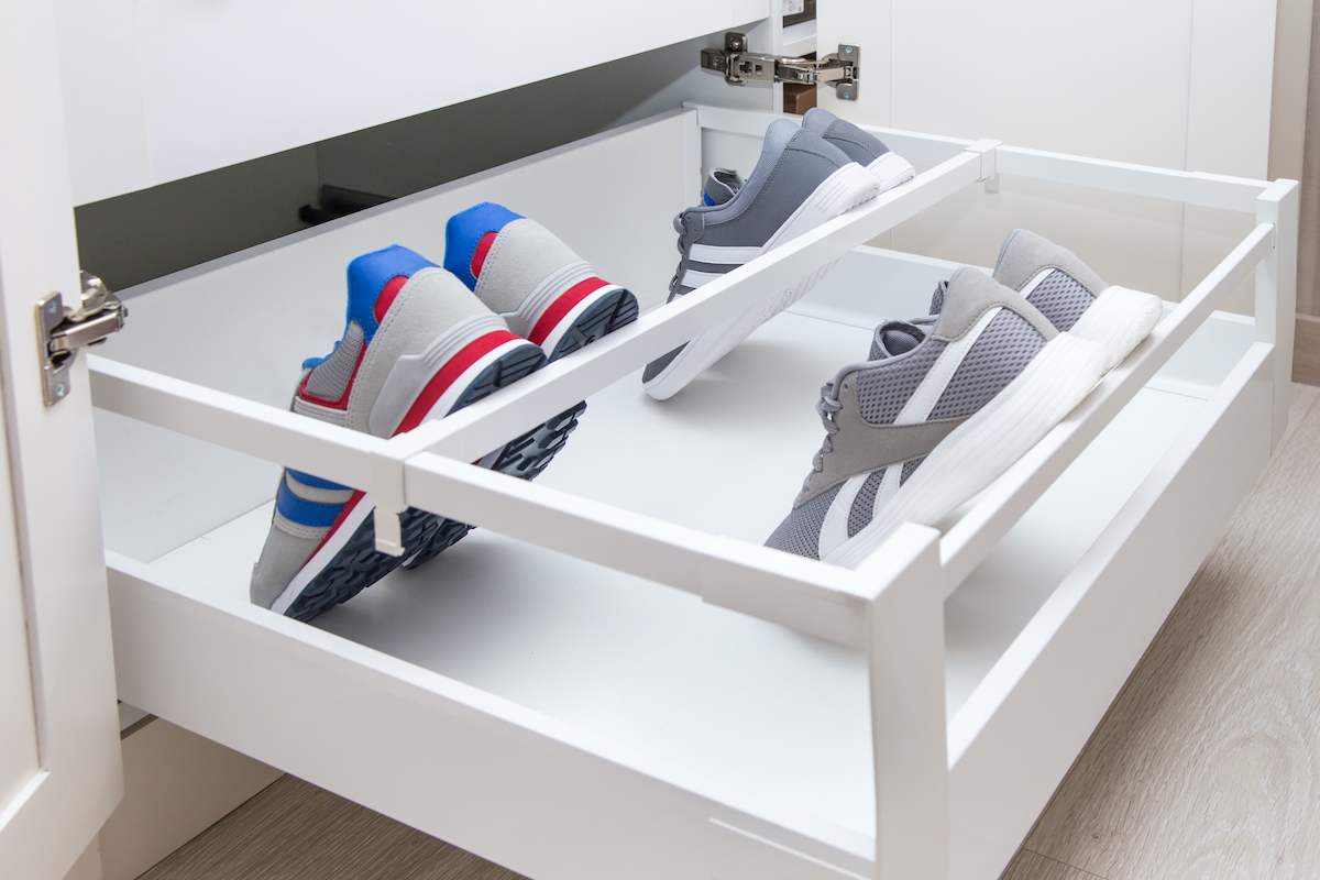 sneakers in a drawer